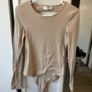 4th and Reckless Tan Ribbed Backless Bodysuit